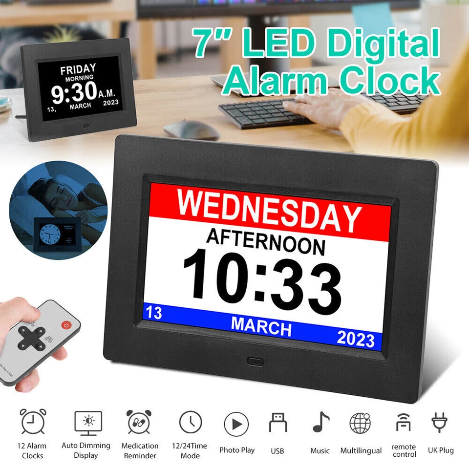 Digital Day Calendar Clock for Memory Loss Elderly Seniors Dementia Alzheimer's - Image 2 of 4