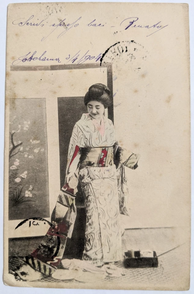 R. Nave "Puglia"/Yokohama, JP--Roma, IT/Rojo, 2-C. IT on PC of a JP Beauty/1904! Foto 2 de 2