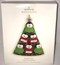 Hallmark Christmas Keepsake Penguin Sweaters Family Tree Ornament Write-On 2009