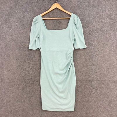 Fresh Soul Dress Womens 10 Green Ribbed Half Sleeve Off Shoulder Bodycon 1824