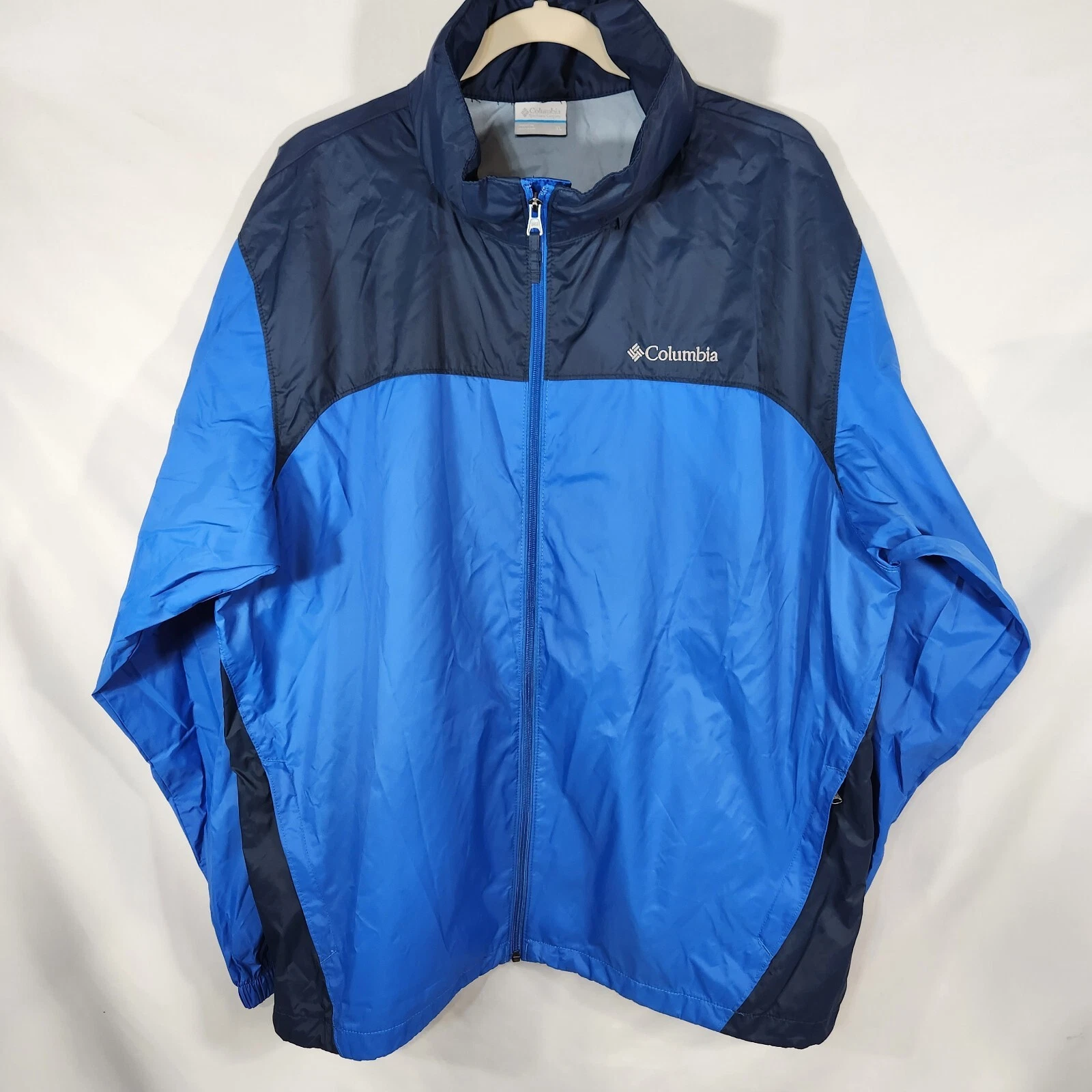 Columbia Jacket Vintage Men's XL Blue & Black 1990s Full Zip Windbreaker