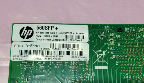 HP Ethernet 10GB 2-Port 560SFP Adapter Card - 669279-001 - Picture 2 of 3