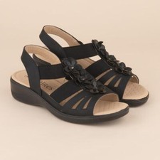 Softlites Womens Sandals Black Adults Ladies Wedge Comfortable Slip On SIZE