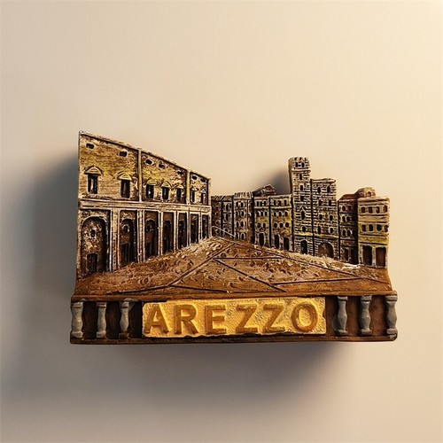Italien Antike Stadt Arezzo Großer Platz Tourist Souvenir 3D Harz Kühlschrankmagnet - Bild 1 von 5
