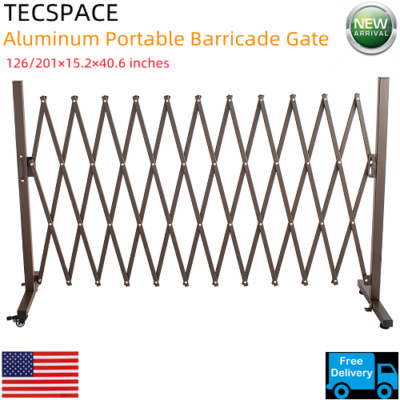 TECSPACE 126/201×15.2×40.6 inches Aluminum Portable Barricade Gate with Casters