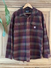 Carhartt Heavy Red Plaid Flannel Shirt Pocket Button Up 100 Cotton Men  s Size L