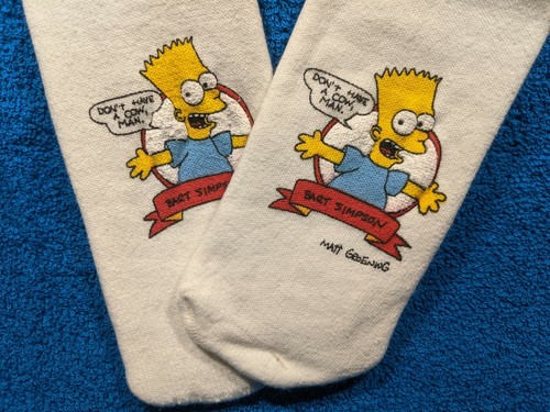 VINTAGE 1990 RARE NIB The SIMPSONS BART Slipper Socks Adult LG 7 - 12 SEE PICS - Picture 4 of 9