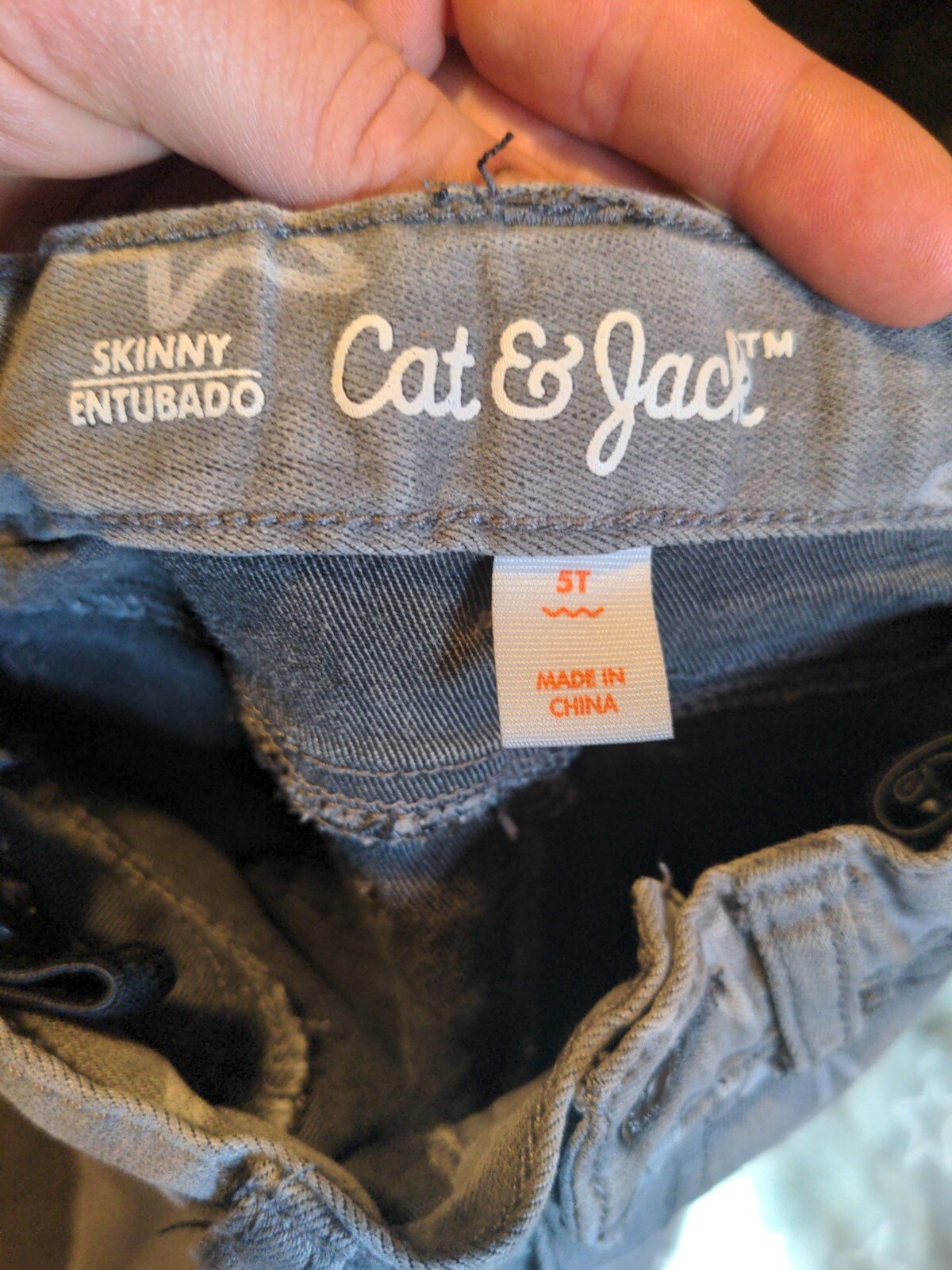 Cat & Jack 5T Long Girls Grey Star Pattern Slim Fit Jeans Entubado. Rare