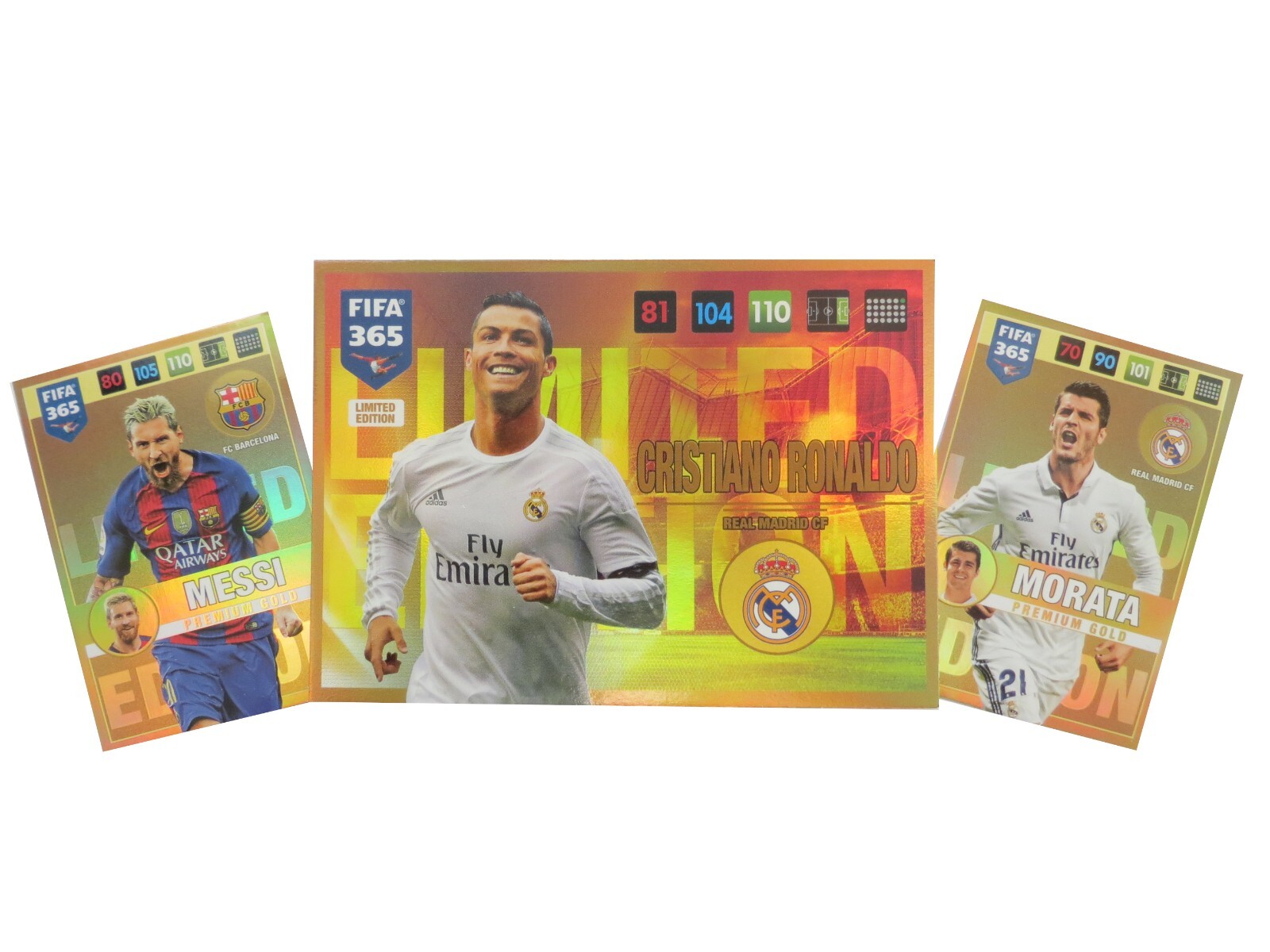PANINI FIFA 365 2017 LIMITADO RONALDO XXL, MESSI GOLD, ACTUALIZACIÓN MOULIN MALARZ +...