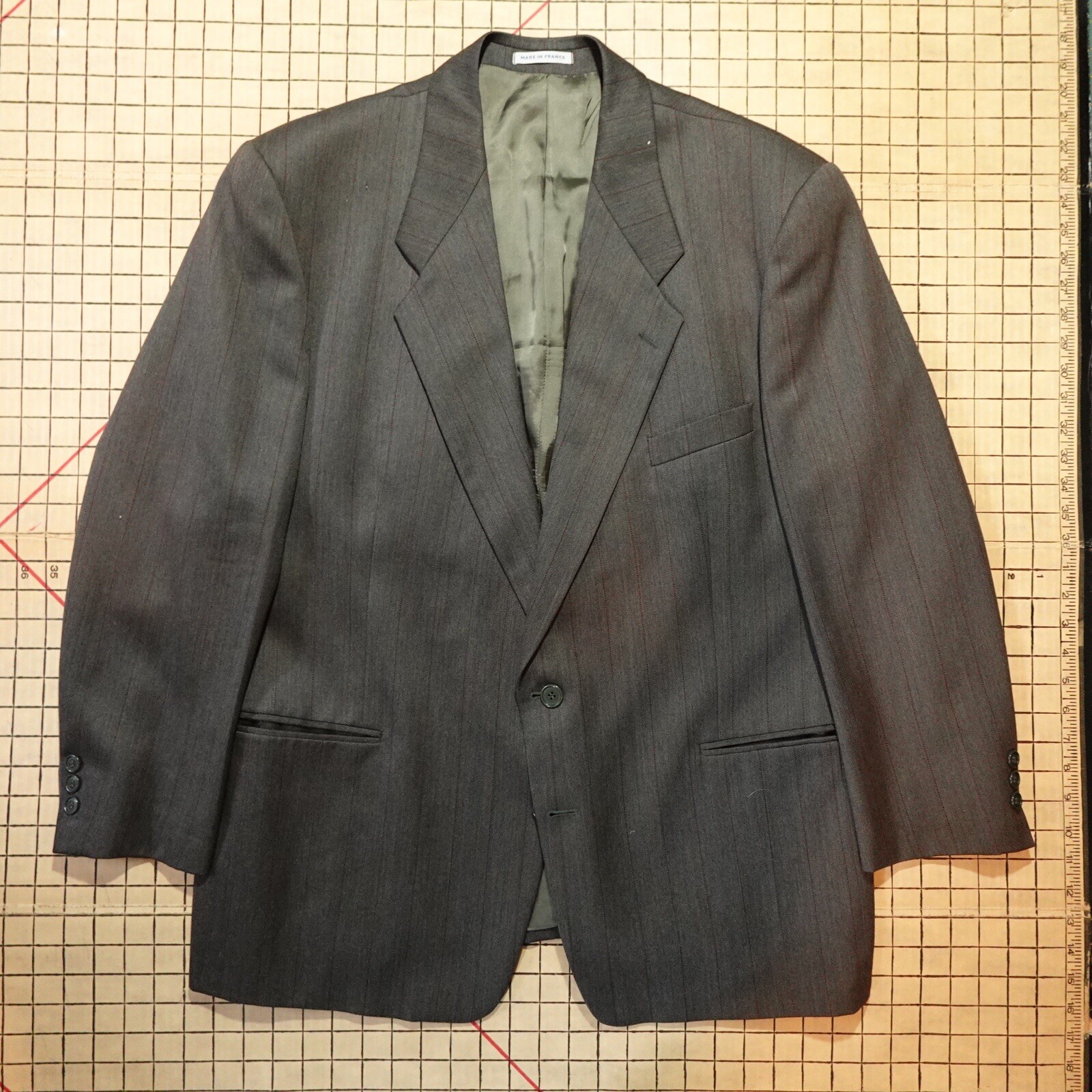 Giacca blazer tuta lana a righe vintage YSL Yves Saint Laurent Francia 42 44