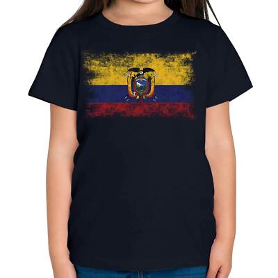 ECUADOR DISTRESSED FLAG KINDER T-SHIRT TOP ECUADORIAN SHIRT FOOTBALL TRIKOT GESCHENK