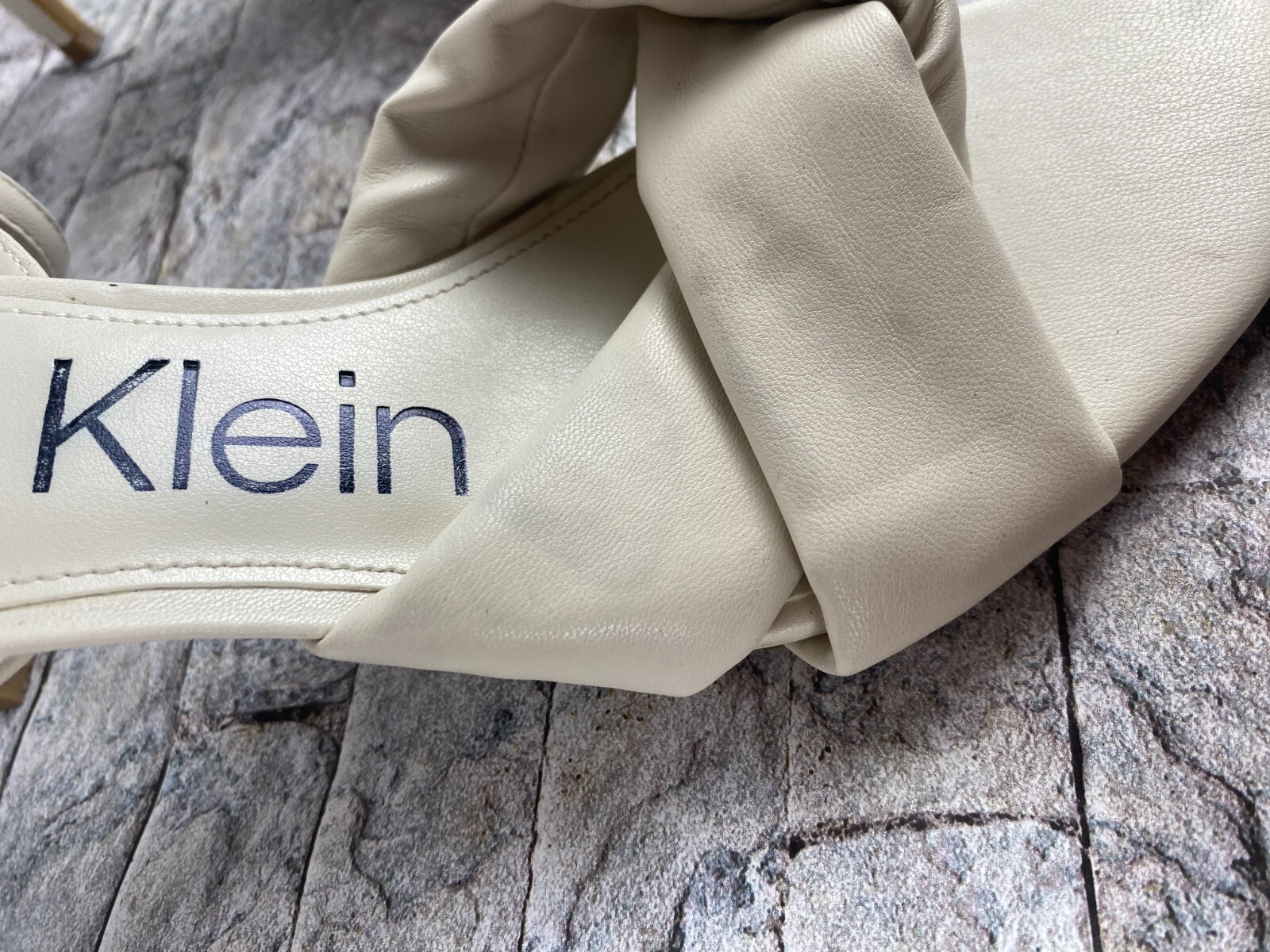 Calvin Klein Women's Sz 8.5 White Round Toe High Heels With Ankle Straps thumbnail 2