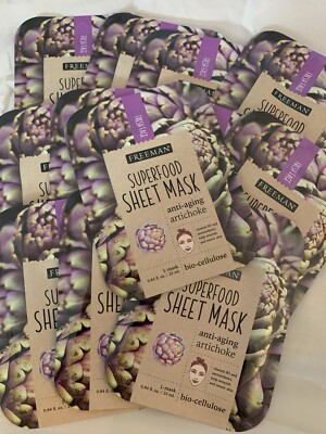 Freeman Superfood Natural Facial Face Sheet Mask-Lot of 12 Anti-aging -Artichoke