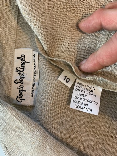 Giorgio Saint Angelo Short Sleeve Beige Linen Hemp Jacket Size 10 - Picture 4 of 4