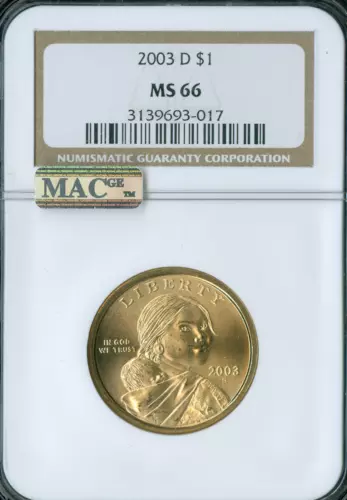 2003 D SACAGAWEA DOLLAR  NGC MS66 MAC SPOTLESS