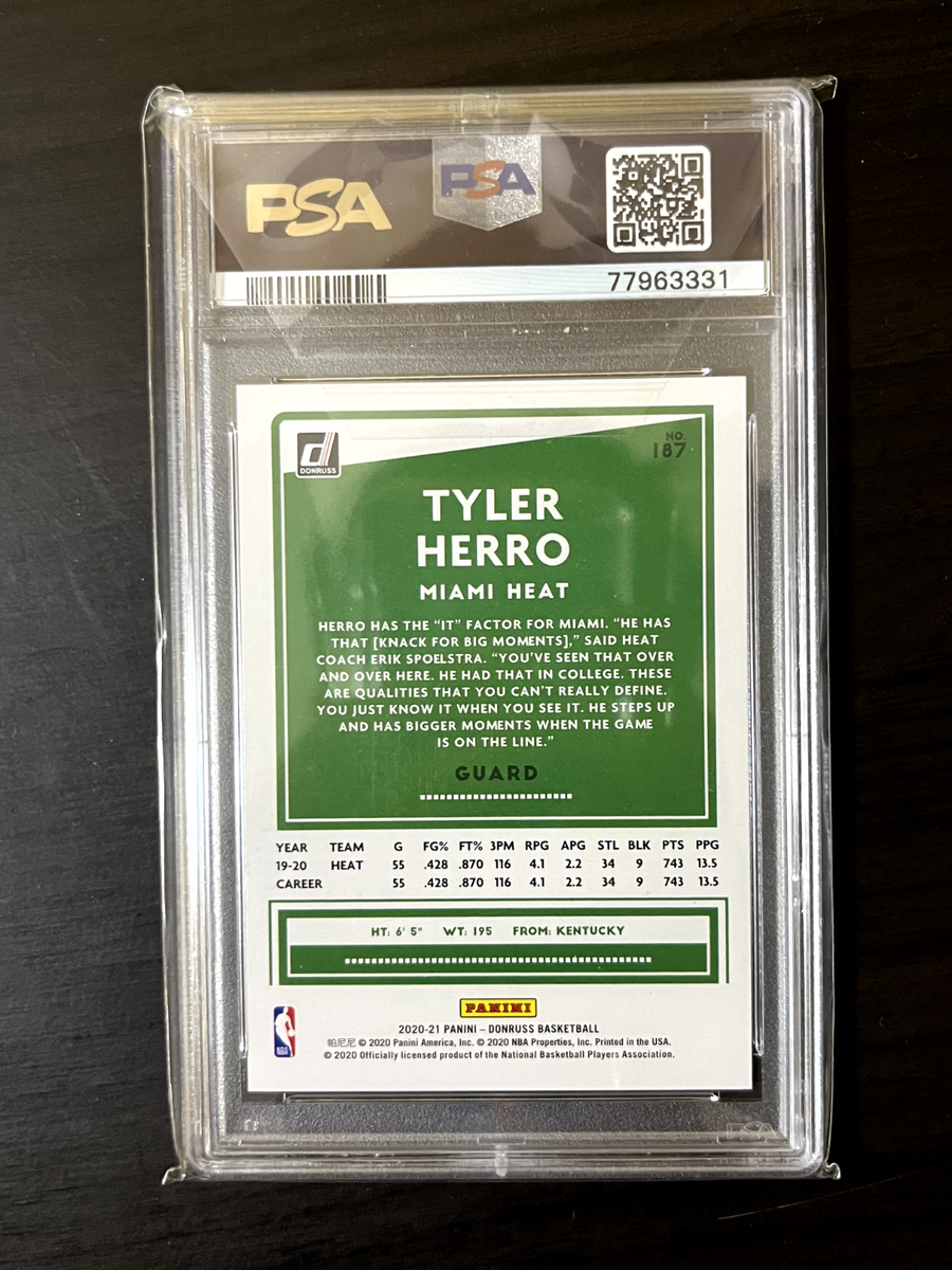 Tyler Herro 2020-21 Donruss Choice Gold /10 PSA 10 #187 Miami Heat