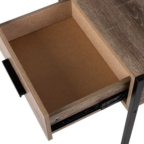 BALKENE Tribeca Single Drawer Weathered Wood Rectangular End Table Nightstand - Picture 7 of 9