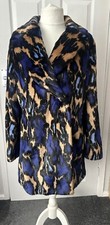 Bnwt Biba Poetic Oriental Multicoloured Leopard Abstract Faux Fur Coat £179 Uk16