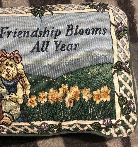 Friendship Blooms Decorative Accent Pillow Tapestry Lumbar Girl Reading - Picture 3 of 4