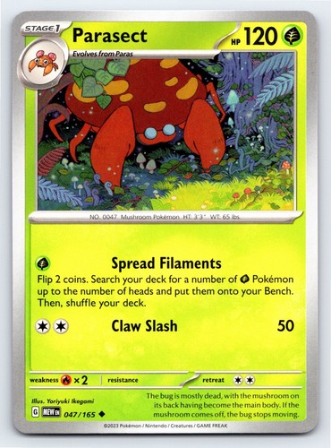 Parasect 047/165 Uncommon Scarlet & Violet 151 Pokemon Card - NM Near Mint - 第 1/5 張圖片