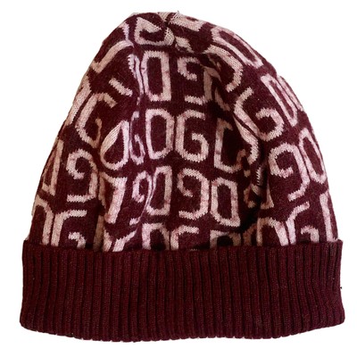 DOLCE GABBANA BEANIE HAT RED MONOGRAM 