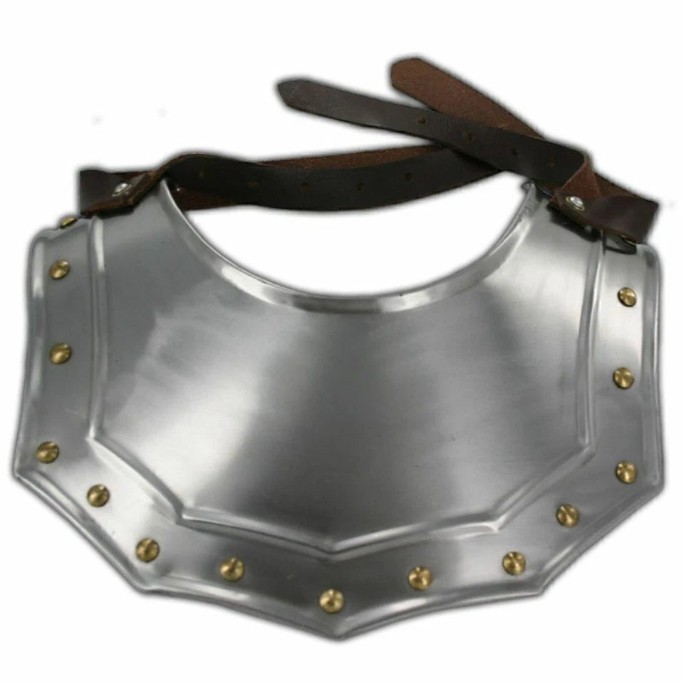 Placa Cuello Renacimiento Calibre 18 Acero Recreación Disfraz Gorget Armadura Foto 3 de 4