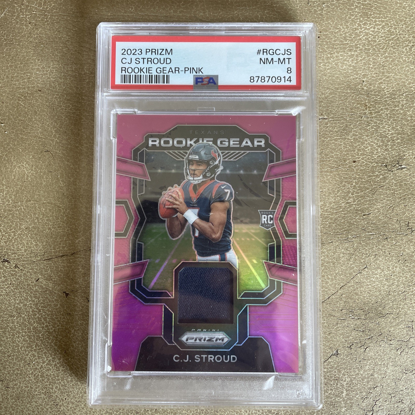 CJ Stroud 2023 Panini Prizm #RG-CJS Rookie Gear Pink Prizm PSA 9 Mint (RC)