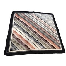 ECHO Vintage Silk Scarf Stripe Brown Black Orange 23 Square Japan