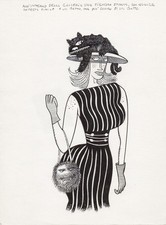 MASSIMO GIACON - Tavola originale  Donna con gatto