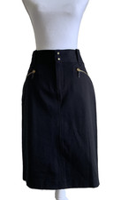 Lauren Ralph Lauren Womens Sz 8 Pencil Skirt Black Stretch Cotton Front Zipper