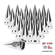 33mm x Spike Lug Nuts Covers Push on,ABS Chrome Plastic Caps 20 4 3/4" Chromed
