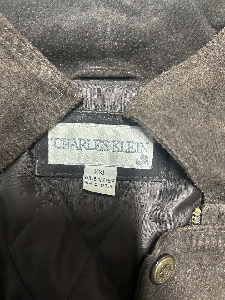 Chaqueta Bomber Charles Klein Marrón Gamuza Cuero Talla XXL Bolsillos con Cremallera  Foto 3 de 4
