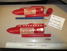 Space Rocket ship telescope 1950s school pencil case playset INCOMPLETE 1