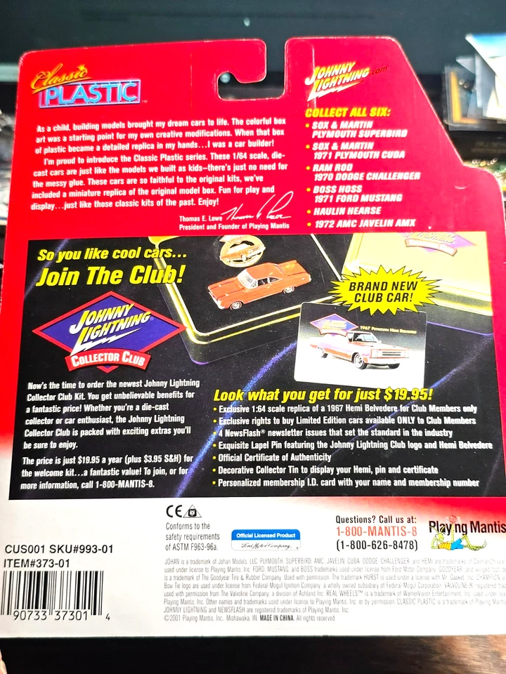 MOC Johnny Lightning Classic Plastic Ram Rod 1970 Dodge Challenger Funny Car RED - Image 3 of 3