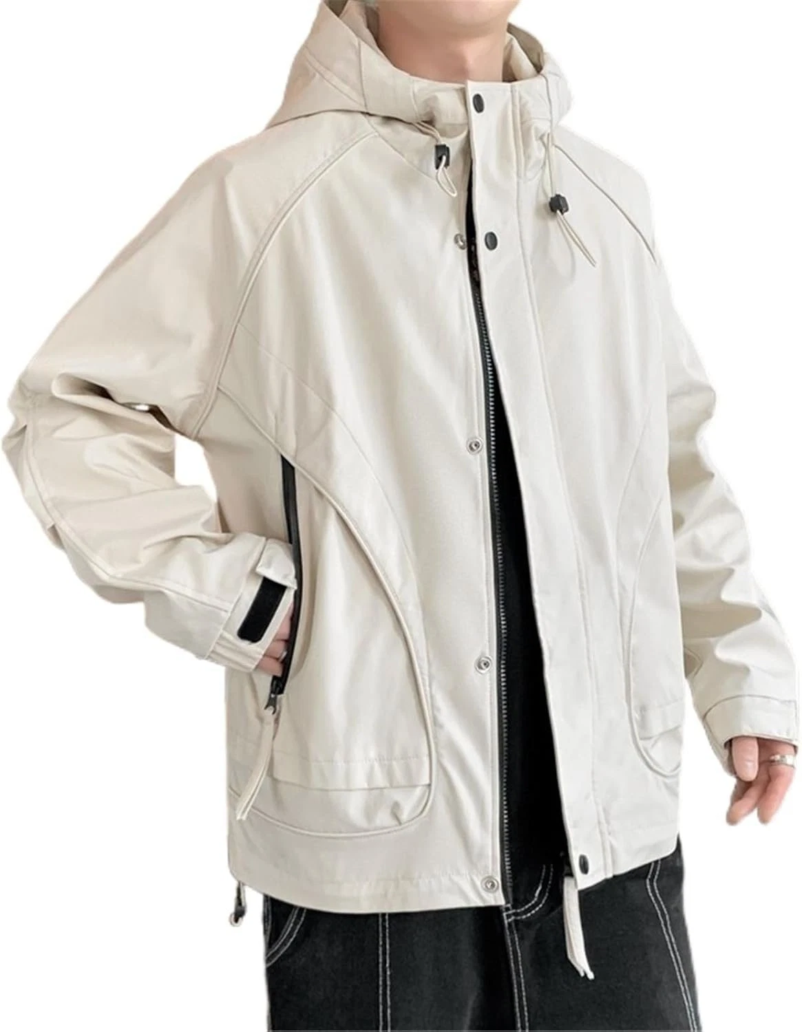 Men's Windbreaker Jacket XL White, Thin Soft Shell for Spring Autumn Winter,...