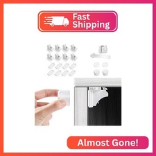Vmaisi Adhesive Magnetic Cabinet Locks for Babies 8 Locks and 2 Keys