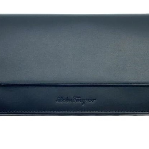 Salvatore Ferragamo｜LONG WALLETS (220546 770873) Salvatore Ferragamo Bi-fold Long Wallet Navy Blue Gancini f