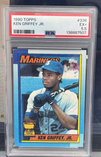 UNIQUE 1990 Topps Baseball #336 KEN GRIFFEY JR. PSA Red Scar Error Double Print
