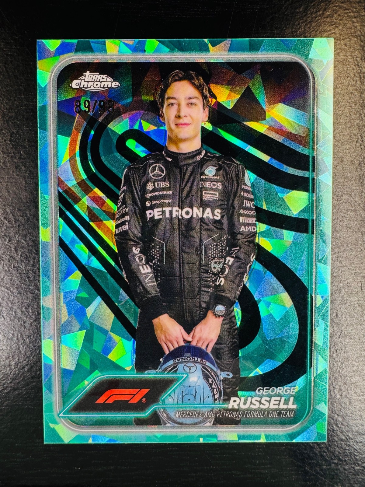 2024 George Russell Aqua 89/99 Sapphire Topps Chrome #5 F1 Formula 1