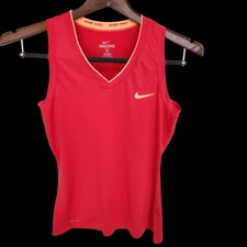 Nike Pro Women’s Medium Red Dri-FIT Fitted V-Neck Athletic Tank Top Sleeveless