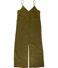 J.O.A. Womens Button-Down Slip Dress, goldenolive, S