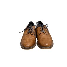 Mens Brown Faux Leather Cap Toe Oxford Dress Shoes Lace Up Casual Formal