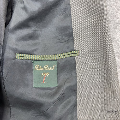 Palm Beach Suit Mens 42 R Gray Wool Geometric 2pc Blazer 36x30 Pleated Pants - Picture 4 of 24