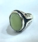925 Sterling Silver Natural Green Jade Ring - Size 8.50 US - 11g