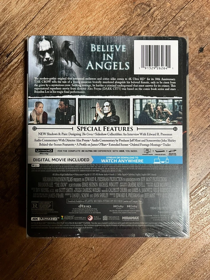 The Crow w. Steelbook + Slipcover (4K UHD Blu-ray + Digital, 1994) *NEW* - Image 2 of 4