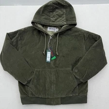 Alpine Design Womens S Small Corduroy Full Zip Hooded Jacket Vintage Olive