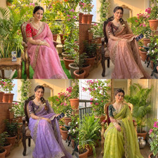 NEW SAREE BLOUSE NEW SARI INDIAN WEDDING DESIGNER BOLLYWOOD PAKISTANI PARTY WEAR