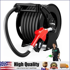 Fuel Hose Reel Retractable Diesel Hose Reel 1" x 50' Auto Refueling Nozzle,Black