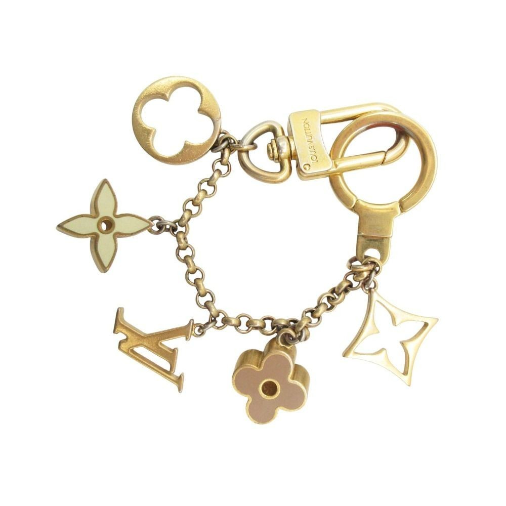 Louis Vuitton Fleur de Monogram Bag Charm Key Holder Gold M65111