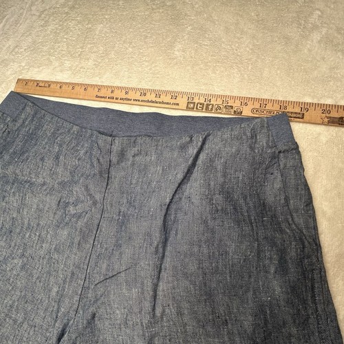 Love Linen J Jill Womens Large Blue Pull On Elastic Waist Straight Pants NEW - Picture 7 of 9